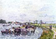 Alfred Sisley Frachtkahne bei Saint-Mammes oil painting reproduction